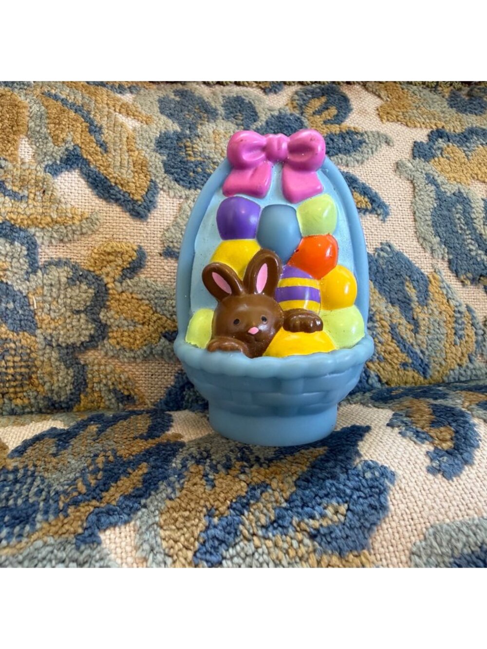 Fisher Price Little People Blue Basket With Eggs And Bunny Easter Toy